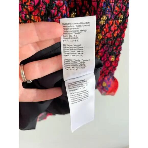 Farm Rio | NWT Heart Daisy Smocked Mini Dress Floral Long Sleeve | Sz XS - Picture 11 of 12